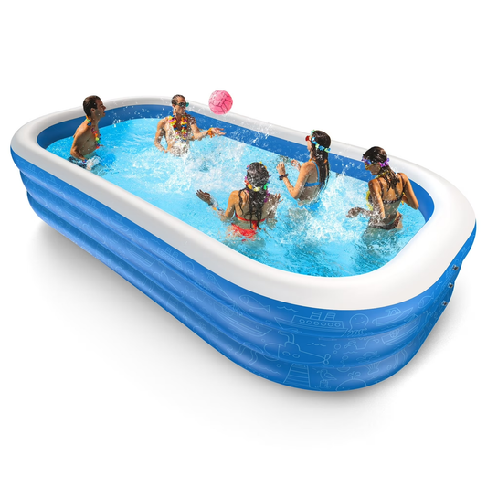 Sable Inflatable Pool for Kids and Adults, 120" X 72" X 22" Oversized Thickened Family Swimming Pool for Toddlers, Outdoor, Garden, Backyard, Summer Water Party WM