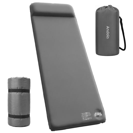 AD-HF004 Memory Sleeping Pad, 3.1" Ultra-Thick Outdoor Foam Camping Sleeping Mat with Pillow, Easy Inflate & Deflate, 9.5 R-Value, Waterproof 4-Season Camping Pad for Backpacking Hiking Tent Car