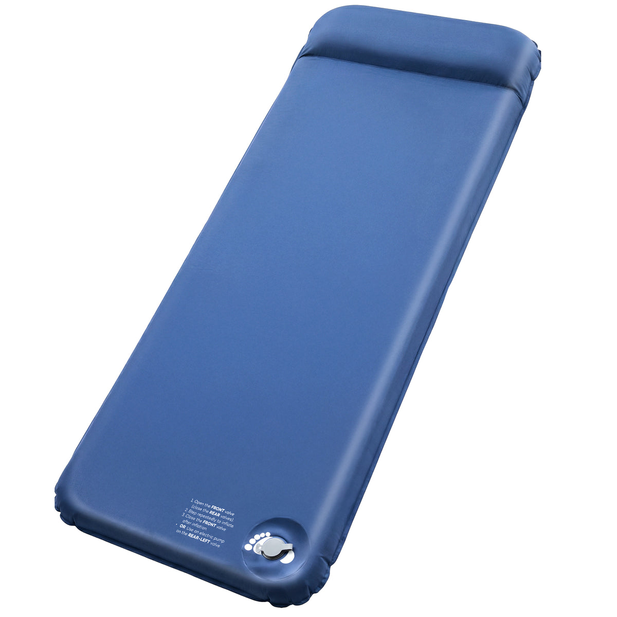 Air Foam Sleeping Pad for Camping, 3" Self Inflating Insulated Camping Mat, Camping Sleeping Pad with Built-In Foot Pump & Pillow, Soft Stretch-Knit Surface for Indoor, Outdoor Use & Travel, Blue
