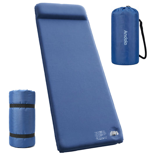 AD-HF004 Memory Sleeping Pad, 3.1" Ultra-Thick Outdoor Foam Camping Sleeping Mat with Pillow, Easy Inflate & Deflate, 9.5 R-Value, Waterproof 4-Season Camping Pad for Backpacking Hiking Tent Car