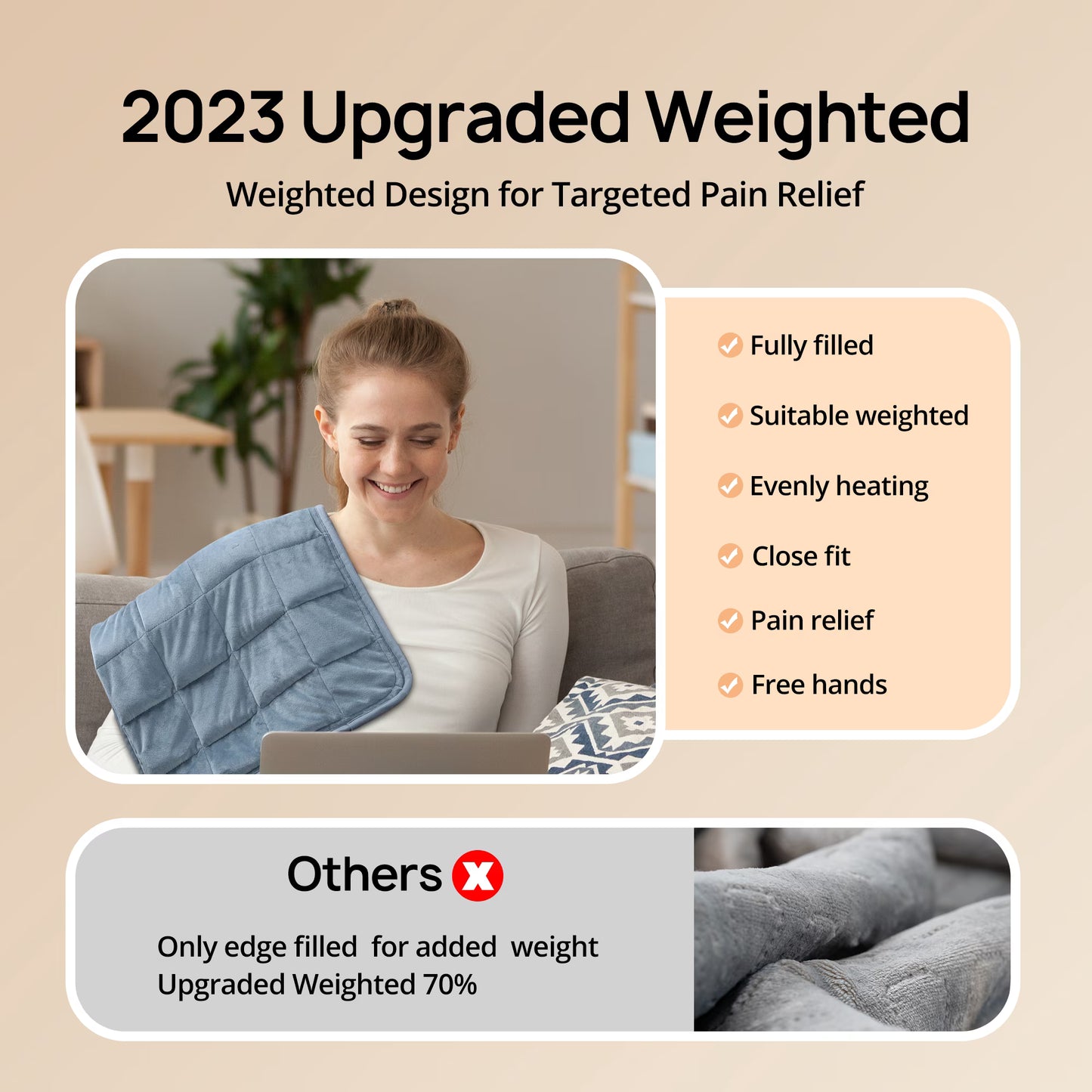Weighted Heating Pad 33''x 17" XXXL Electric Heating Pad for Back Fatigue Relief, 5LBS with 6 Heat Settings 2H Auto-Off Heat Pad for Shoulder Arms Legs Cramps Washable