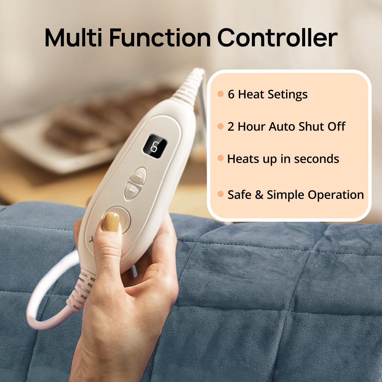 Weighted Heating Pad 33''x 17" XXXL Electric Heating Pad for Back Fatigue Relief, 5LBS with 6 Heat Settings 2H Auto-Off Heat Pad for Shoulder Arms Legs Cramps Washable