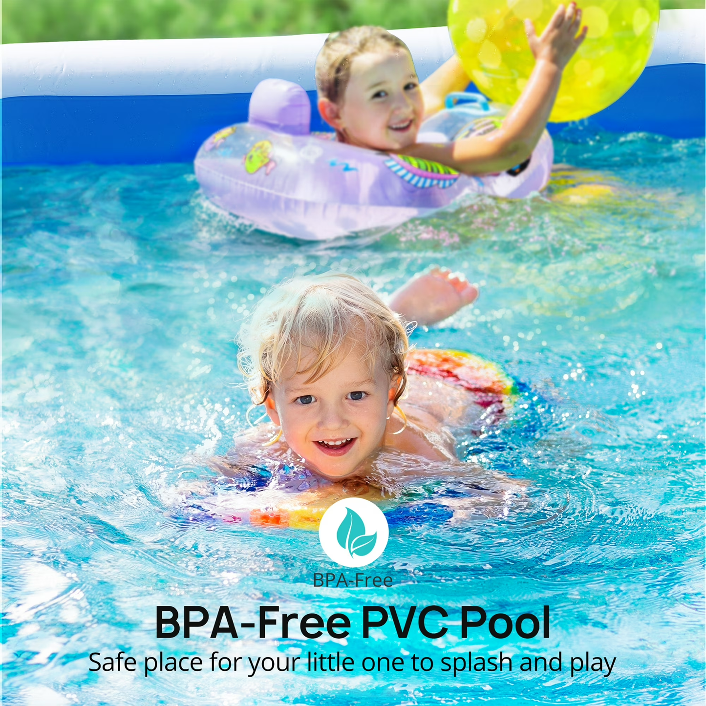 Sable Inflatable Pool for Kids and Adults, 120" X 72" X 22" Oversized Thickened Family Swimming Pool for Toddlers, Outdoor, Garden, Backyard, Summer Water Party WM