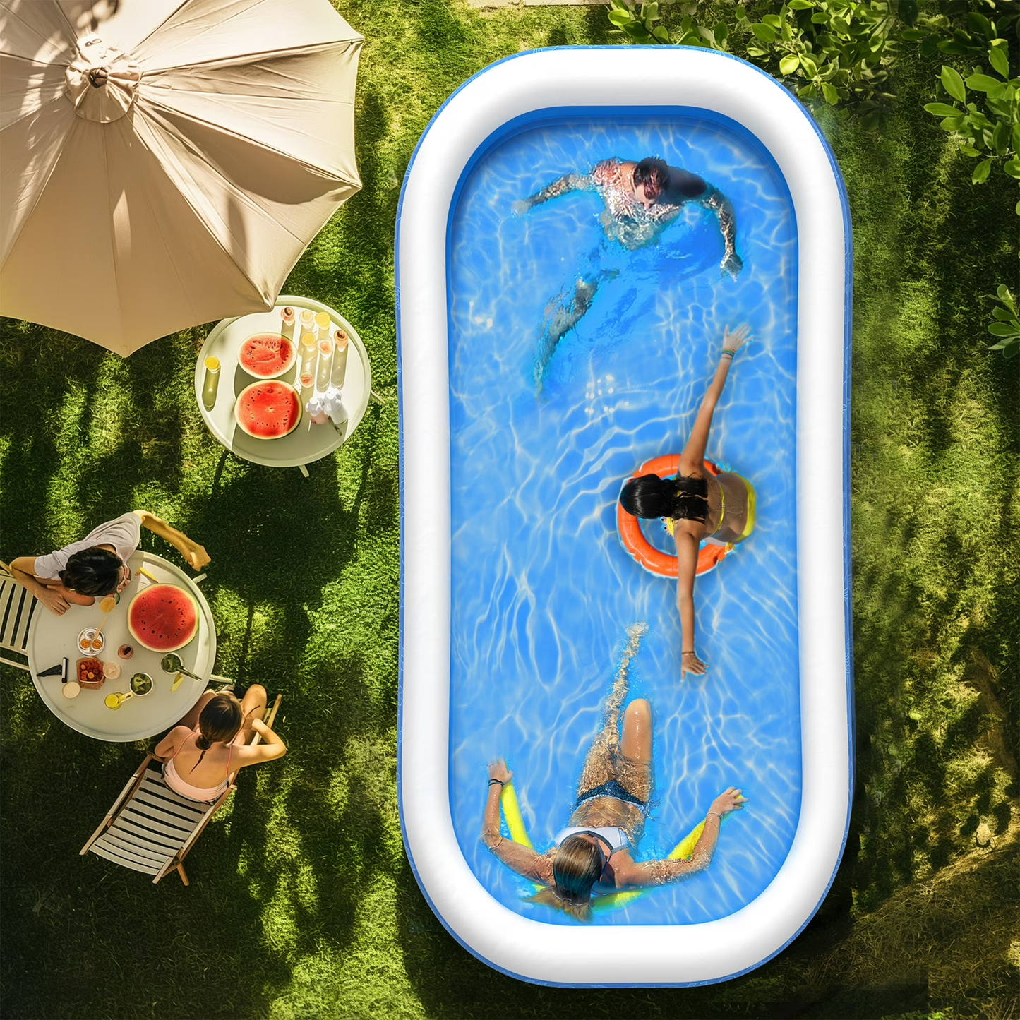 Sable Inflatable Pool for Kids and Adults, 120" X 72" X 22" Oversized Thickened Family Swimming Pool for Toddlers, Outdoor, Garden, Backyard, Summer Water Party WM
