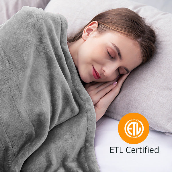 Electric Heated Blanket, Heated Throw Blanket 60" x 50" Soft Flannel Fast Heating Blanket with 10 Heating Levels 1-12 Hours Timer Auto-Off Protection Gifts for Women Men