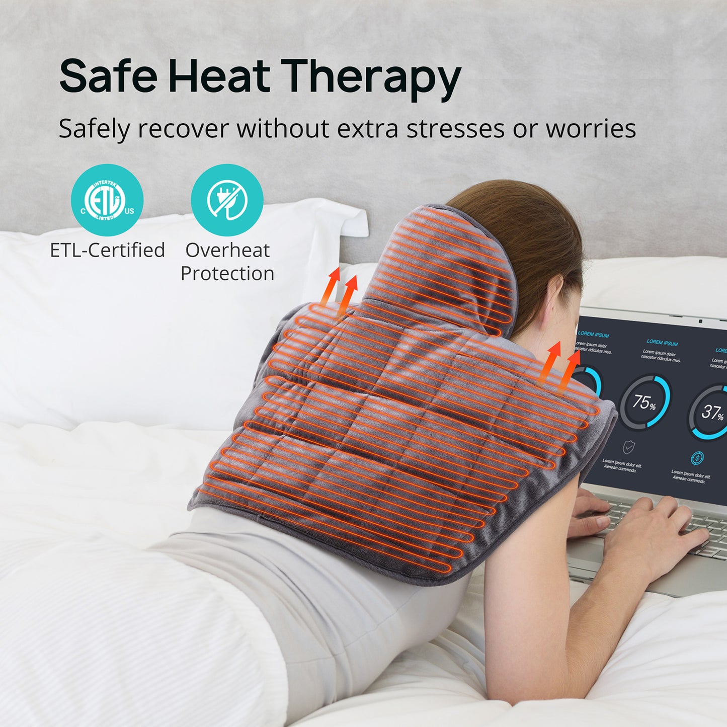 Heating Pad for Back Pain and Cramps Relief, 2.2lb Weighted Heating Pads for Neck and Shoulders, Extra-Large Soft Electric Pad with 4 Heat Settings, Auto-Off, Gifts for Women Men Mom Dad, 19" x 22"