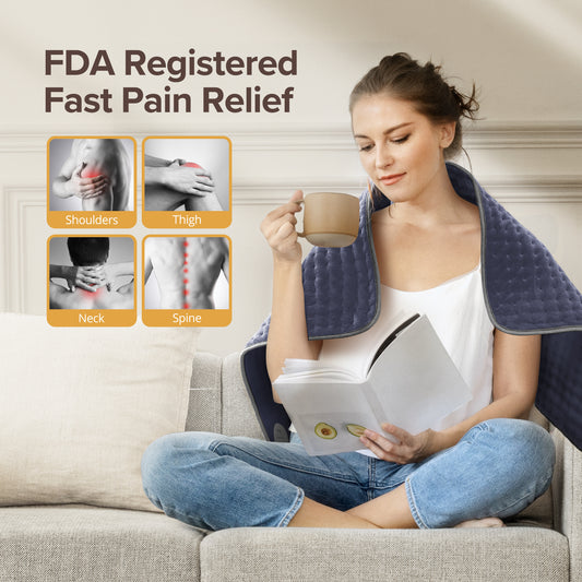 Electric Heating Pad for Back Pain Relief, Extra Large 33" x 17" - 6 Heat Settings for Neck Shoulder Cramp - Moist Heat Therapy - 2h Auto-Off - Machine Washable