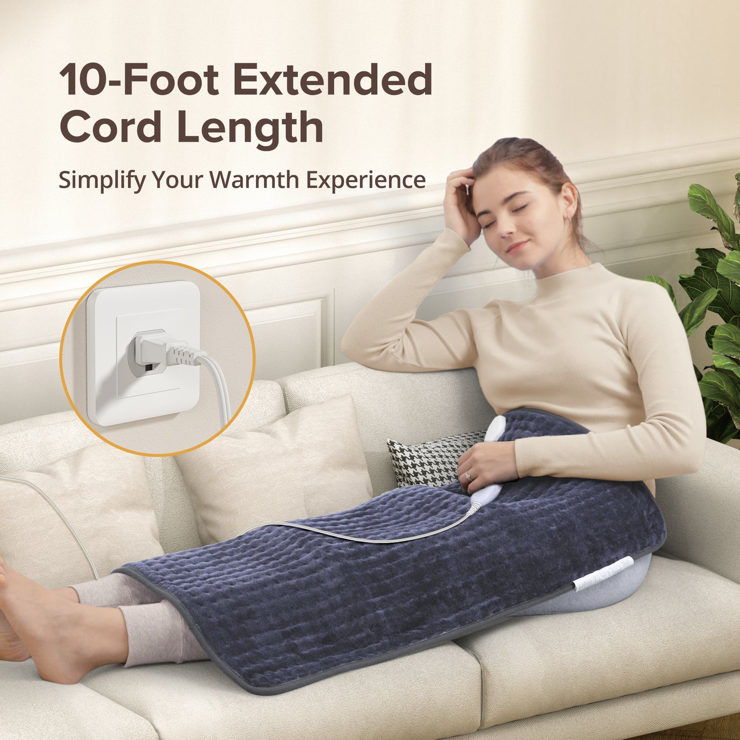 Electric Heating Pad for Back Pain Relief, Extra Large 33" x 17" - 6 Heat Settings for Neck Shoulder Cramp - Moist Heat Therapy - 2h Auto-Off - Machine Washable