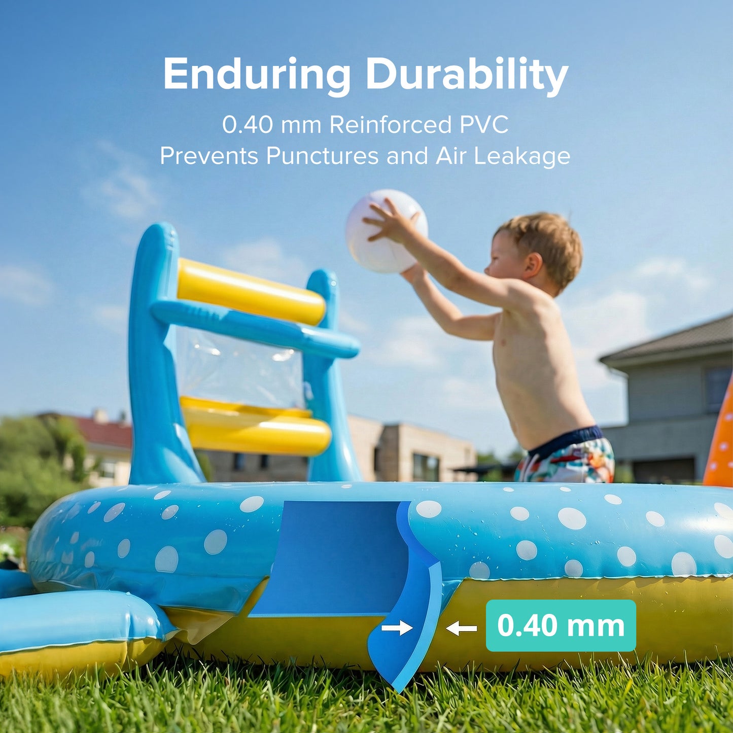 AD-HF002 Kiddle Pool, Multifunctional Inflatable Pool for Kids – BPA-Free, Includes Slide, Water Slide, Basketball Hoop, Bowling Game, and More – Perfect for Backyard, Beach, and Outdoor Play for Ages 2+