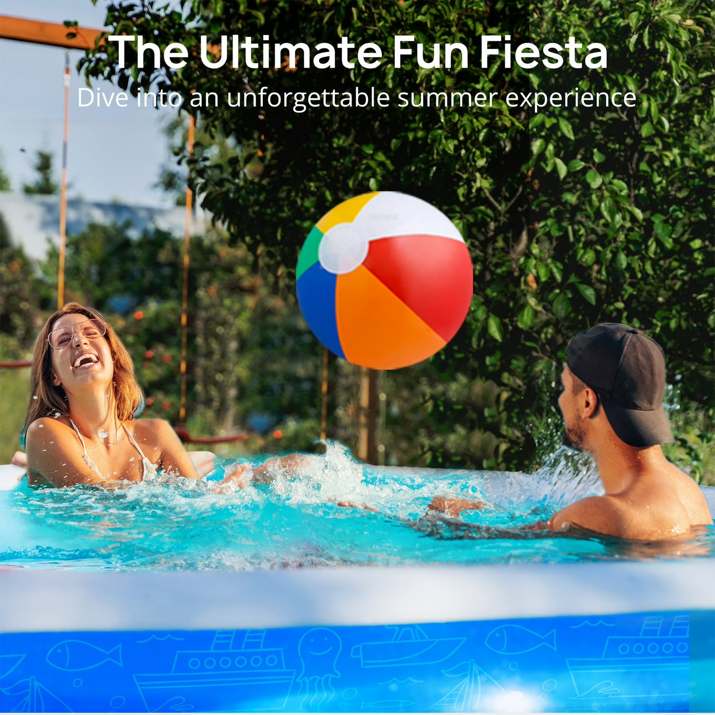 Inflatable Pool for Kids and Adults, 120" X 72" X 22" Oversized Thickened Family Swimming Pool for Toddlers, Outdoor, Garden, Backyard, Summer Water Party