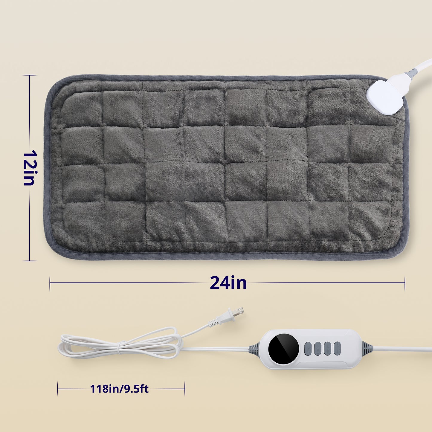 EJ-BD032 Heating Pad, Weighted Heating Pad with Massaging Vibrations, 6 Heat Settings & 4 Massage Modes,Soothing Warmth for Back & Shoulders, 12" x 24"