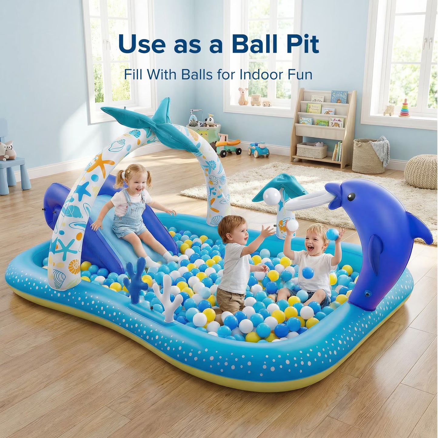 Inflatable Pool, 95 x 75 x 40in Rectangular Swimming Pool for Toddlers, Kids, Family, Above Ground, Backyard, Outdoor