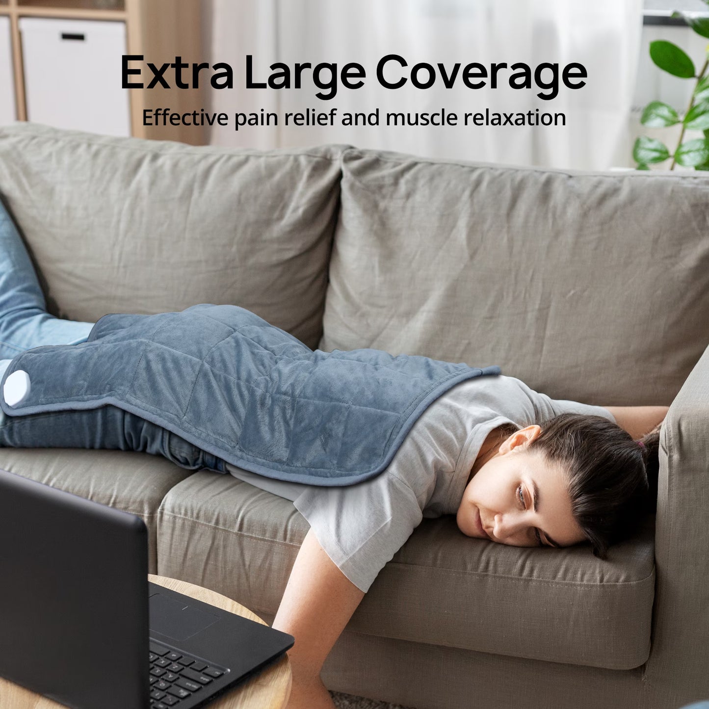 Weighted Heating Pad 33''x 17" XXXL Electric Heating Pad for Back Fatigue Relief, 5LBS with 6 Heat Settings 2H Auto-Off Heat Pad for Shoulder Arms Legs Cramps Washable