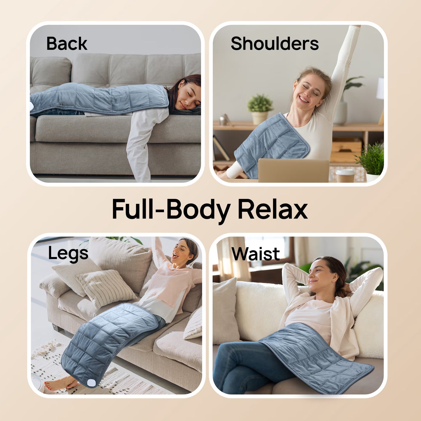 Weighted Heating Pad 33''x 17" XXXL Electric Heating Pad for Back Fatigue Relief, 5LBS with 6 Heat Settings 2H Auto-Off Heat Pad for Shoulder Arms Legs Cramps Washable