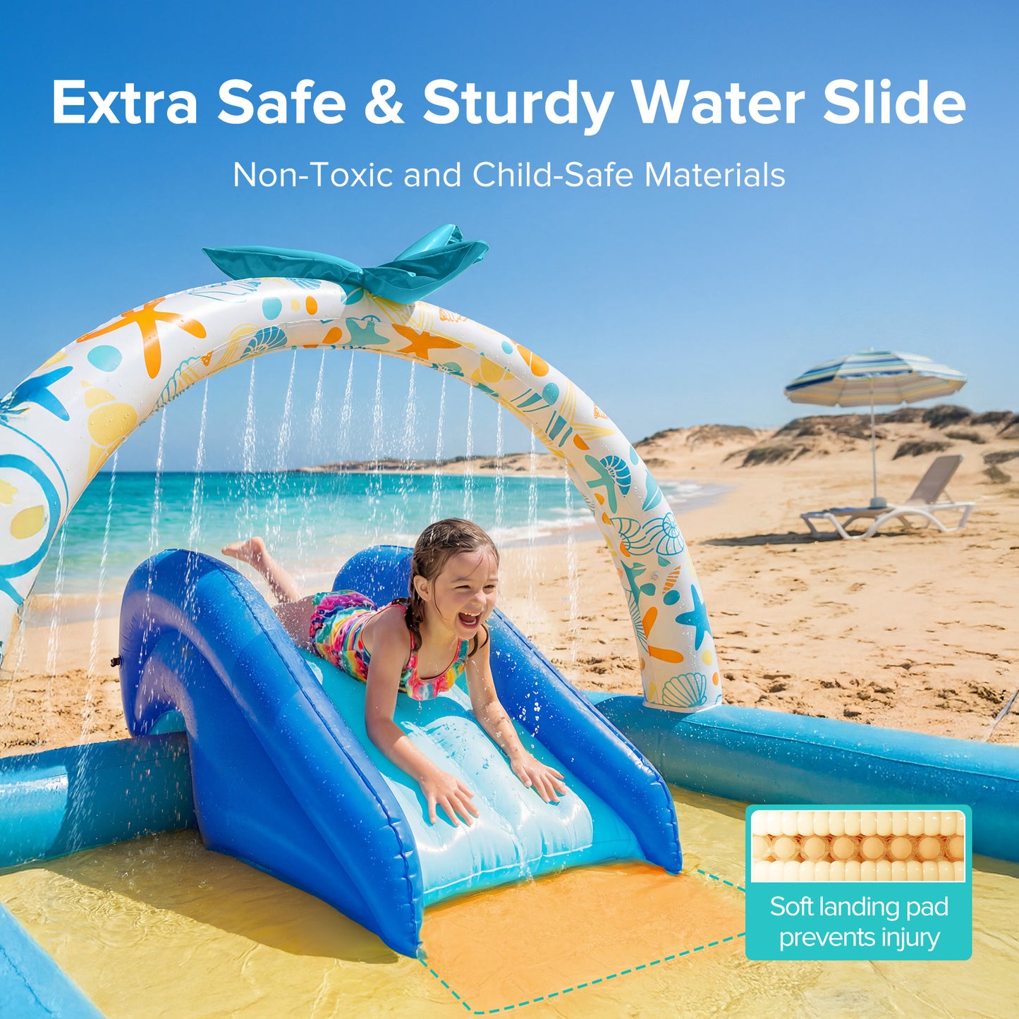 AD-HF005 Sable Inflatable Pool, 95 x 75 x 40in Rectangular Swimming Pool for Toddlers, Kids, Family, Above Ground, Backyard, Outdoor