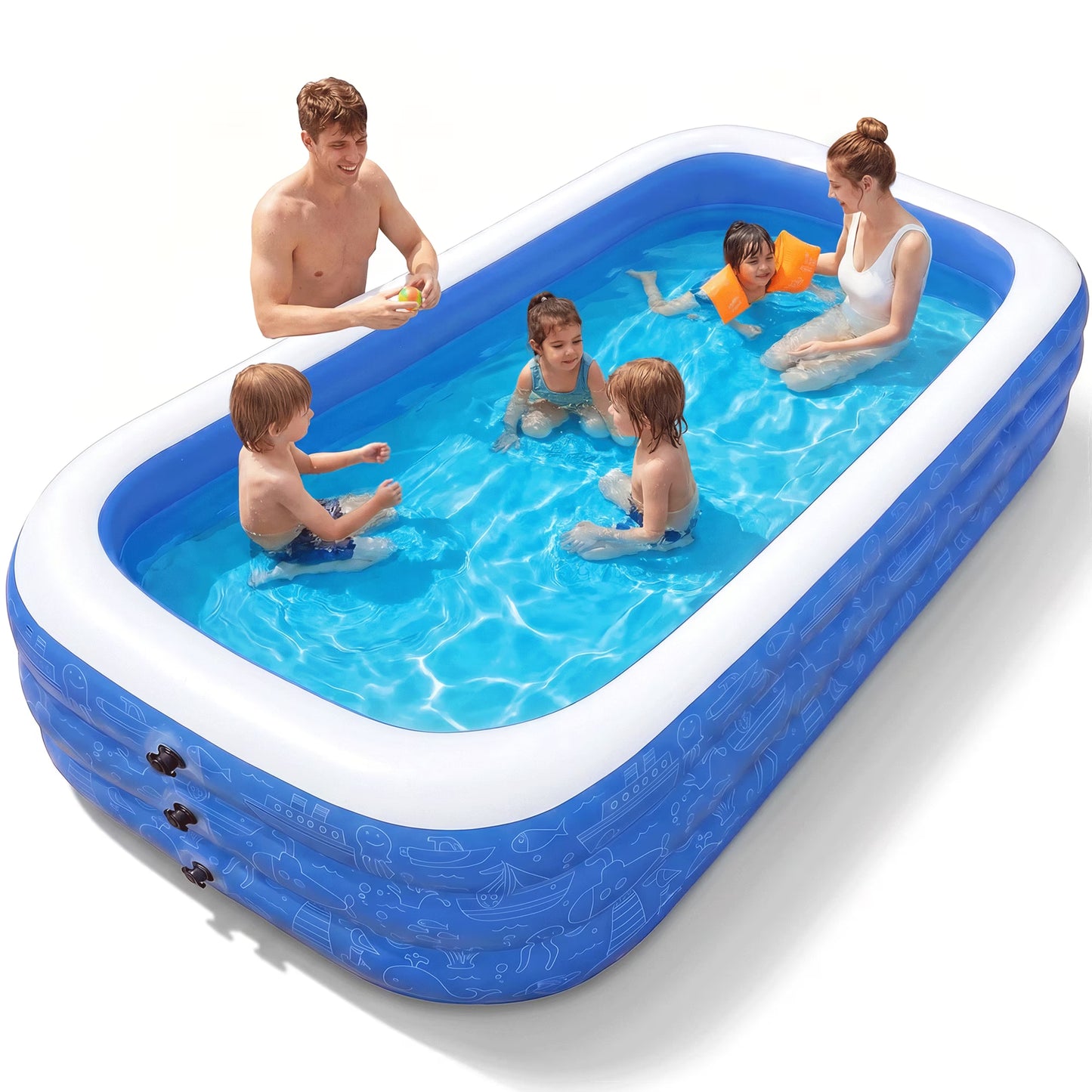 TaoTronics Inflatable Swimming Pools, 120'' x 72'' x 20'' Blow up Swimming Pools, Kiddie Pool Large Size Thickened Blow up Swimming Pools Play Center for Kids Children Family Outdoor Garden Backyard