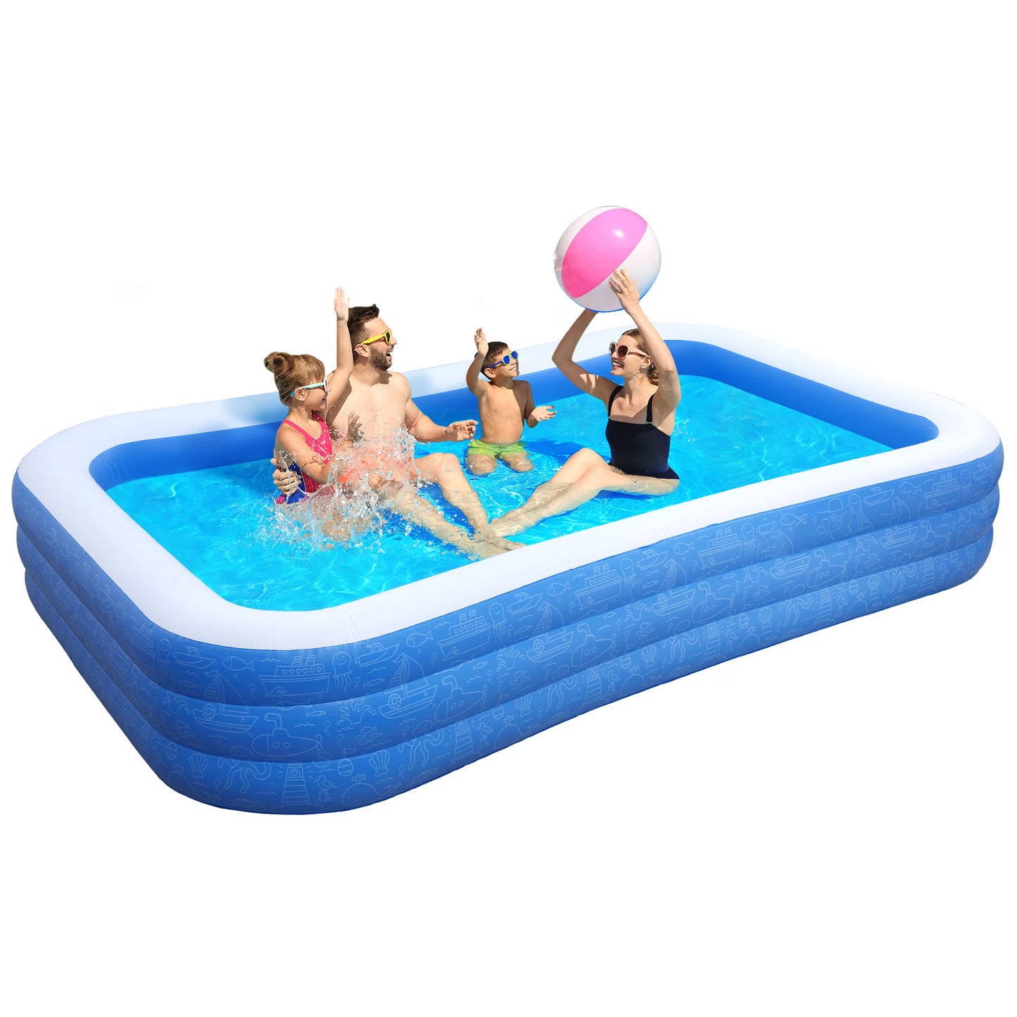 Inflatable Pool for Kids and Adults, 120" X 72" X 22" Oversized Thickened Family Swimming Pool for Toddlers, Outdoor, Garden, Backyard, Summer Water Party
