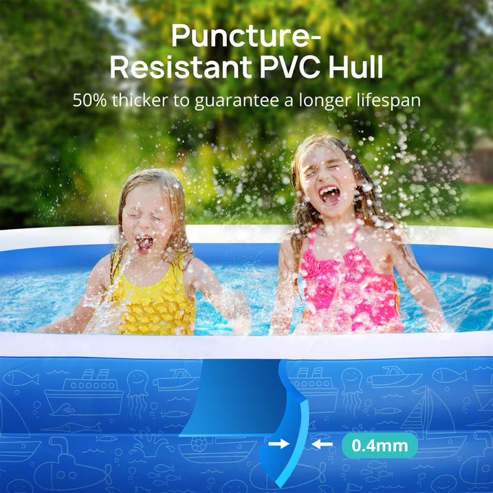 Inflatable Pool for Kids and Adults, 120" X 72" X 22" Oversized Thickened Family Swimming Pool for Toddlers, Outdoor, Garden, Backyard, Summer Water Party